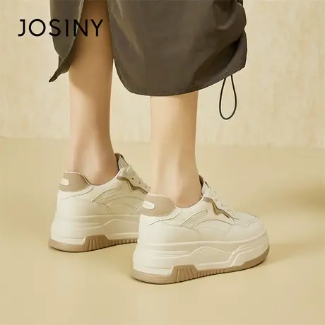 Josiny/卓诗尼小白鞋女2024春季新款女鞋子百搭厚底增高运动板鞋商品大图