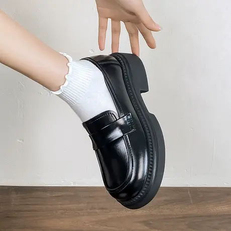 回力小皮鞋女鞋2024春季新款厚底一脚蹬英伦风单鞋jk日系乐福鞋子商品大图