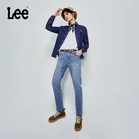 Lee商场同款101+23春夏新品精玉透凉705锥形中蓝色男牛仔裤凉凉裤图片