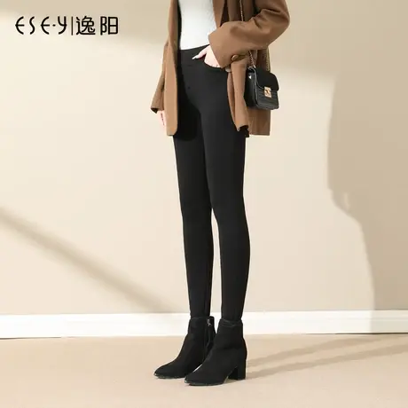 逸阳打底裤女外穿2023秋季新款松紧腰小脚弹力修身显瘦大码铅笔裤商品大图