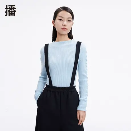 播2022冬季新款简约泡感小肌理文艺通勤半高领毛衫女DDP4SD4524商品大图