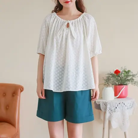 云子胖妹妹复古文艺满幅绣上衣加大码2023新款宽松显瘦上衣200斤商品大图