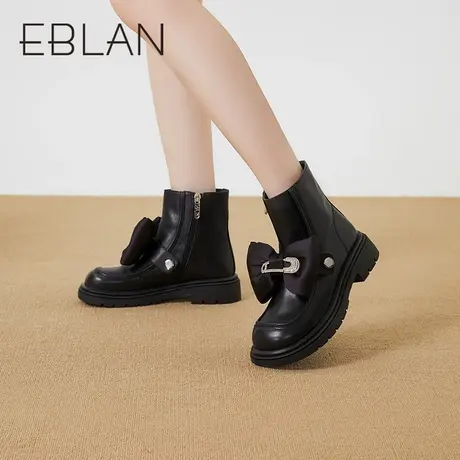 伊伴秋冬短靴女2022新款休闲切尔西靴弹力靴烟筒靴女靴B22533005图片
