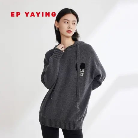 EP YAYING雅莹女装 羊绒混纺连帽套头毛针织衫 2023秋冬新款9531A商品大图