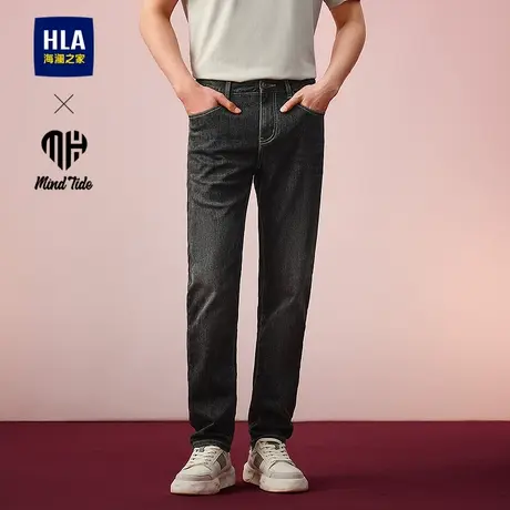 HLA/海澜之家亦心即为系列牛仔裤2025春秋新款时尚绣花直筒裤子男图片