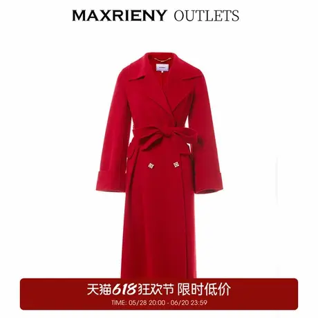 【奥莱】MAXRIENY垂坠感直身大衣过膝长款双面呢羊毛外套图片