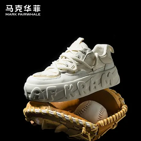 马克华菲男鞋小白鞋男2025新款夏季透气厚底增高情侣休闲板鞋男款商品大图