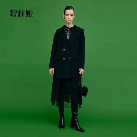 歌莉娅小个子毛呢大衣女装冬季新款高级感天丝羊毛外套1ANR6E640商品大图