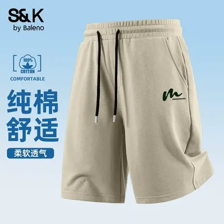 班尼路S&K美式重磅纯棉短裤男夏季运动篮球五分裤宽松大码中裤潮商品大图