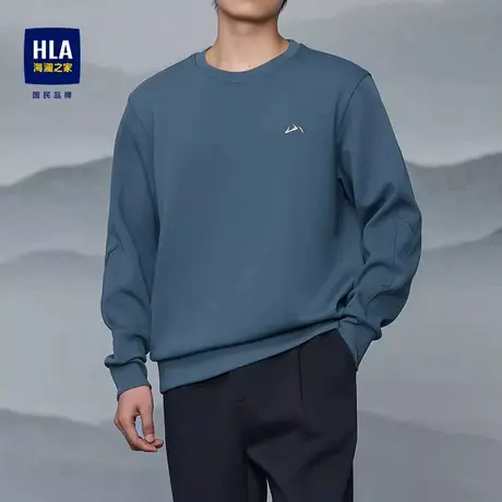 HLA/海澜之家长袖卫衣男款秋季刺绣简约休闲宽松百搭圆领套头上衣图片