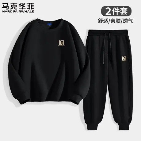 马克华菲男士运动套装春秋款男生圆领卫衣卫裤港风复古两件套潮X商品大图