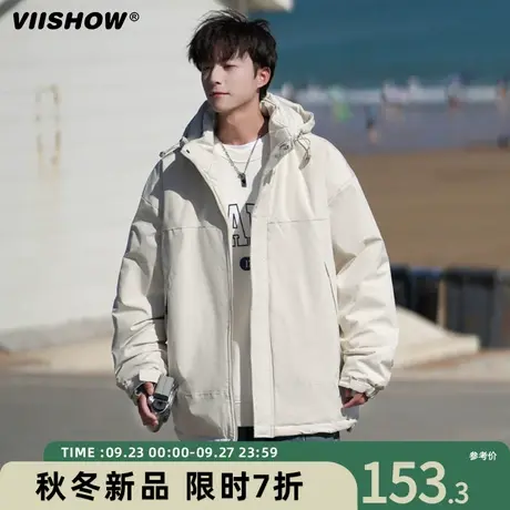 VIISHOW宽松户外休闲冬季新款日系连帽保暖加厚棉服外套男生棉袄商品大图