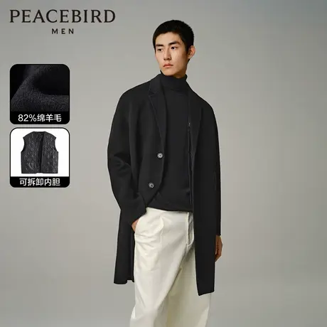 太平鸟男装内里夹棉羊毛大衣时尚毛呢外套B1AAD4521商品大图