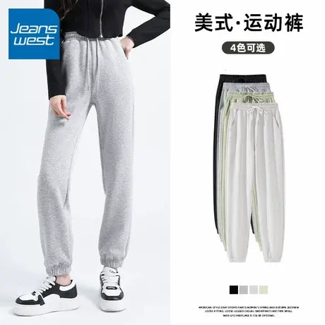 KV真维斯灰色橡筋收脚裤女2025新款春秋款宽松显瘦卫裤直筒运动裤图片