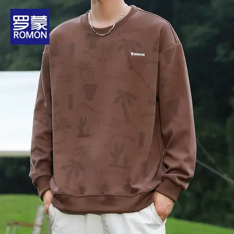 罗蒙春秋款卫衣男士宽松圆领打底衫上衣2025新款秋季长袖t恤男装图片