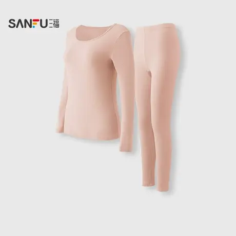 三福女冬季烧花阳离子保暖内衣 抗静电打底秋衣秋裤套装507809商品大图