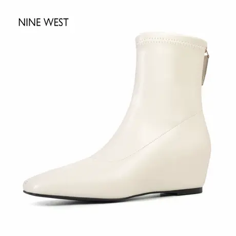 奥莱专供Nine West/玖熙法式复古方头时装靴内增高短靴气质靴子女图片