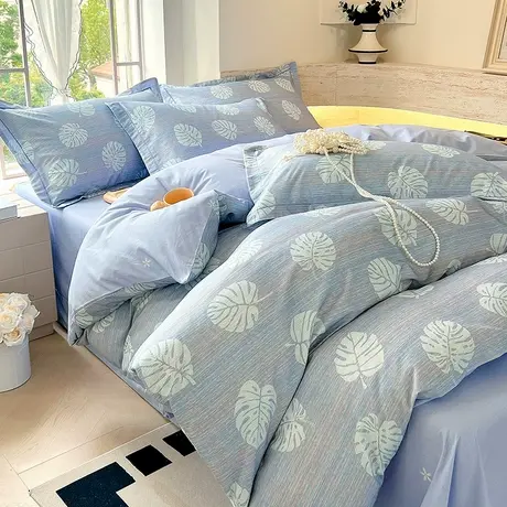 恒源祥全棉印花四件套纯棉被套床单款四季通用单人学生宿舍三件套商品大图