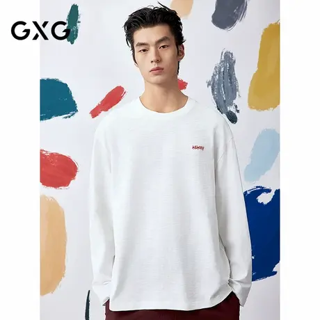 [商场同款]GXG男装圆领T恤背后印花长袖针织25夏新品G25X342008图片