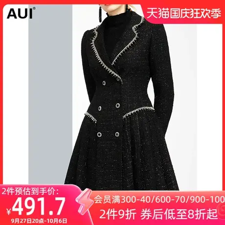 气质女神范小香风设计感小众外套女冬2022新款职业双排扣收腰大衣商品大图