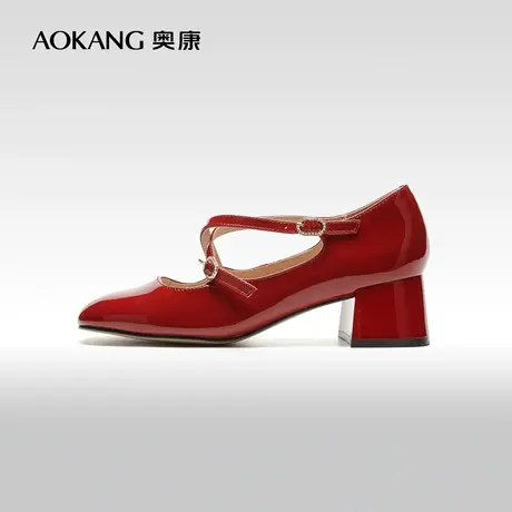 【门店发货】奥康女鞋 2023秋季新款法式芭蕾舞鞋时尚玛丽珍单鞋商品大图