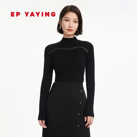 EP雅莹女装 时尚纯羊毛镂空修身内搭打底针织衫 商场同款9917A图片