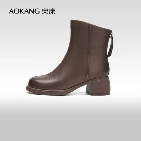 【门店发货】奥康女鞋 冬季新款真皮女士时装靴百搭瘦瘦靴商品大图