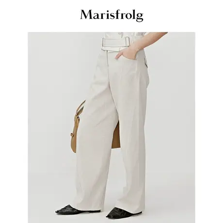 【意大利进口面料】玛丝菲尔哈伦裤秋季新款浅卡色棉质休闲长裤图片