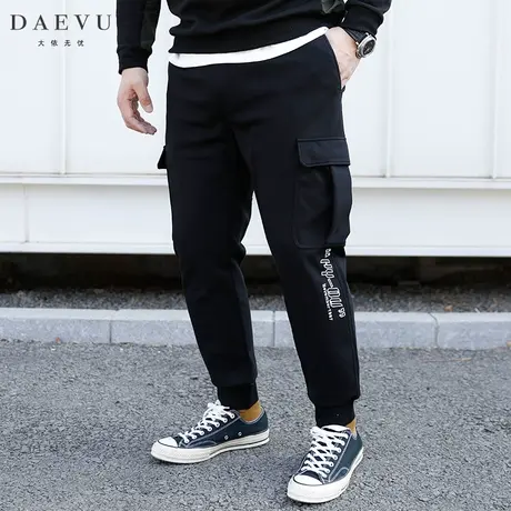 春秋新款工装束脚大号弹力潮胖子加肥加大码男士针织休闲运动卫裤商品大图