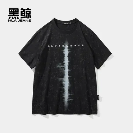 黑鲸HLAJEANS海澜之家旗下潮牌时尚印花短袖T恤男微阔圆领短t商品大图