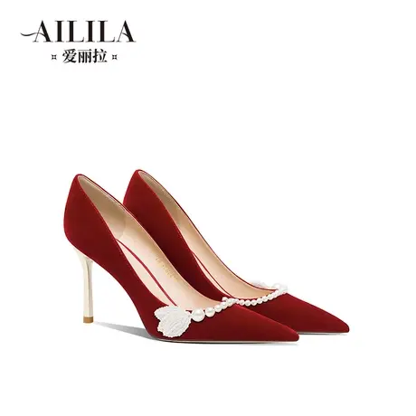 爱丽拉红色绝美婚鞋女2025春季新款中式配禾秀服新娘高跟鞋不累脚图片