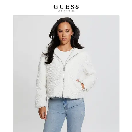 【38上新周】GUESS 女士软糯连帽慵懒宽松休闲短款外套图片