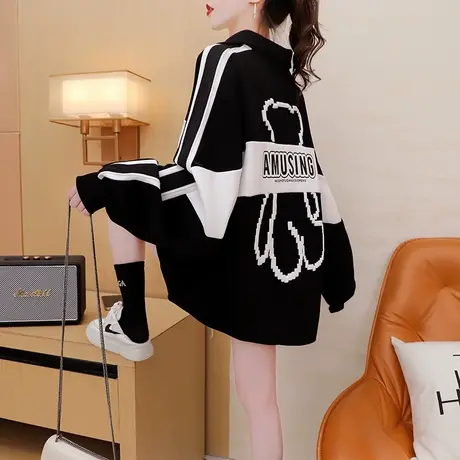 polo领卫衣女2023年新款秋冬爆款时尚洋气宽松设计感加绒加厚上衣商品大图