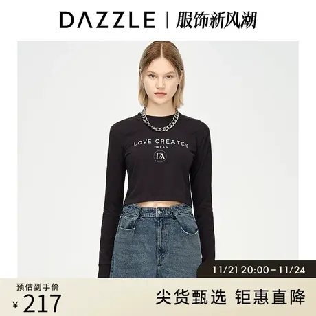 DAZZLE地素奥莱 字母印花截短T恤上衣卫衣女2D1B5061A商品大图