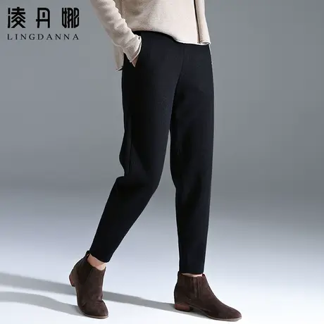 针织加绒裤女加厚女裤冬季萝卜裤九分奶奶裤秋冬2024新款毛呢裤子图片