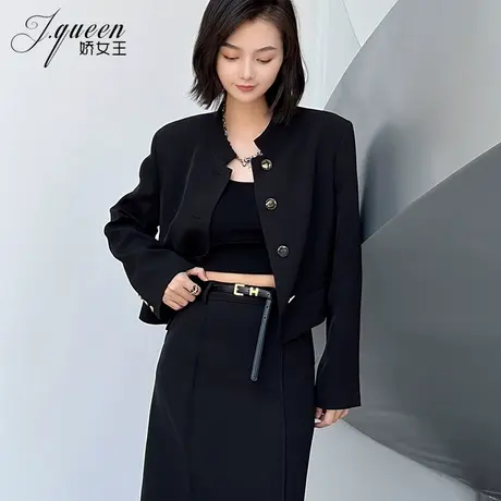 新中式小西装外套秋季新款复古中国风高级感气质黑色短款西服上衣商品大图