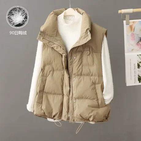 短款立领羽绒马甲女装加厚秋冬季新款时尚白鸭绒马夹背心宽松外套图片