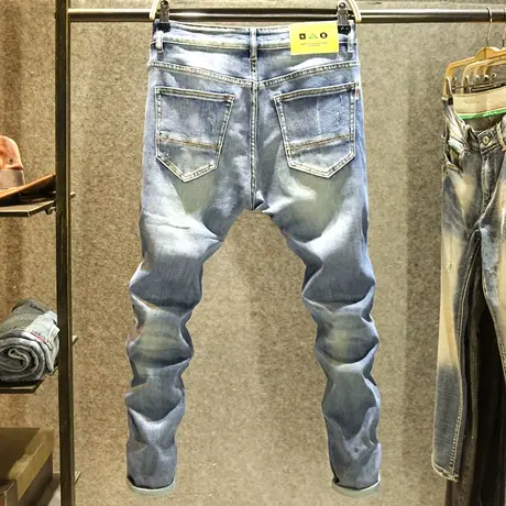 2024新款高端水洗牛仔裤男款修身小直筒裤子韩版休闲百搭青年长裤商品大图