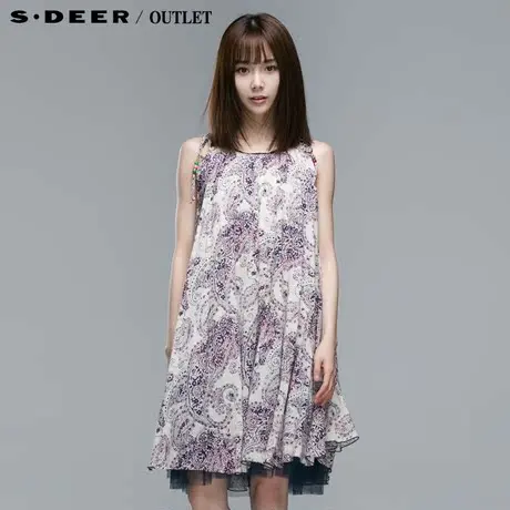 【新品】sdeer圣迪奥专柜正品女装夏宽松纯棉吊带连衣裙3281220图片