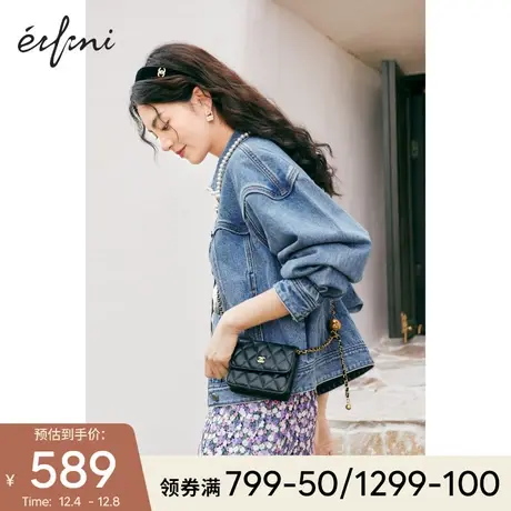 伊芙丽早冬外套女潮牛仔外套女2021年新款冬冬百搭宽松ins短外套商品大图