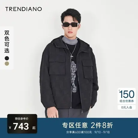 TRENDIANO官方秋冬季新款棉服多口袋连帽短款棉衣外套男潮牌图片