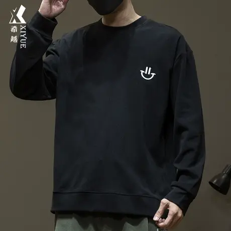 希越重磅德绒长袖T恤男冬季新款宽松大码男士阳离子防静电打底衫图片