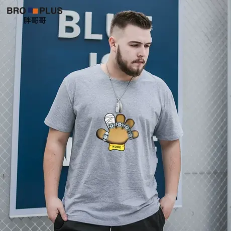 胖哥哥夏季宽松大码半袖潮流休闲加肥加大短袖T恤男士青少年学生商品大图