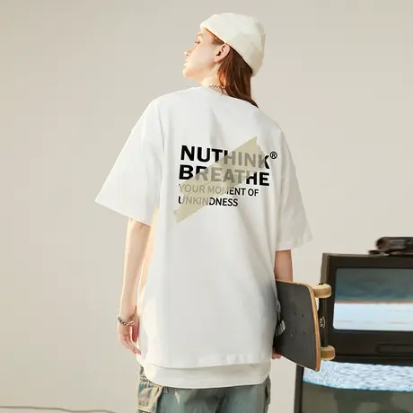 国潮加肥加大字母短袖男潮ins潮牌t恤小众设计感胖子半袖男款夏季商品大图