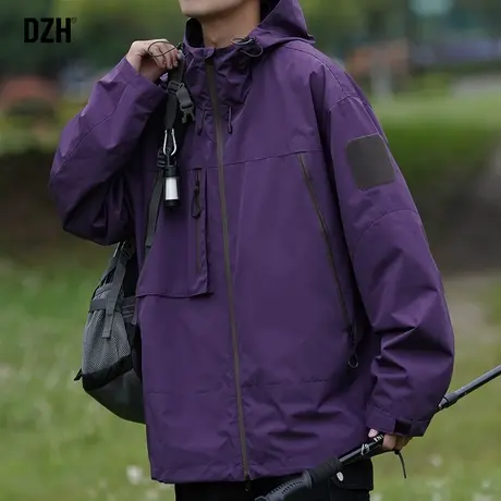 男士紫色冲锋衣外套男春季高级感痞帅2025新款衣服工装飞行员夹克图片