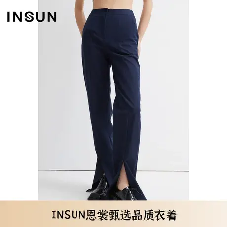 INSUN恩裳夏季棉质开叉设计感简约西装裤商品大图