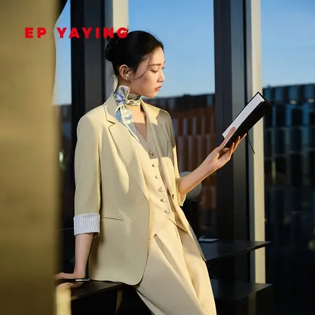 EP雅莹女装 斜纹三醋酸气质通勤西装外套 2024春装新款小西服女图片