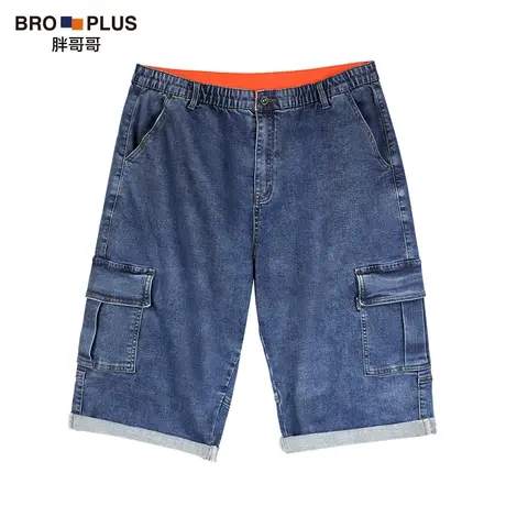 胖哥哥大码牛仔七分裤男bf百搭加肥加大宽松工装风过膝直筒短裤商品大图