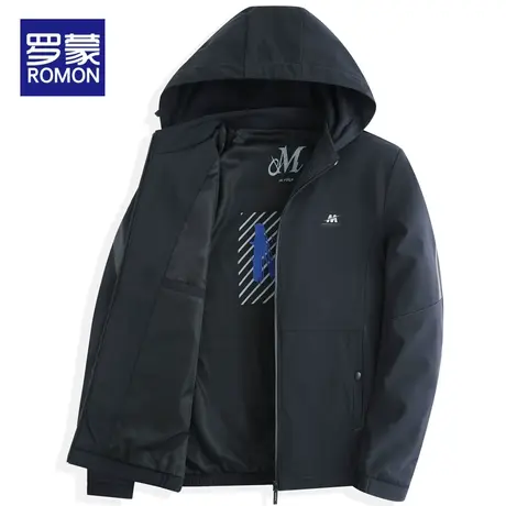 罗蒙男士外套春秋款2023春季新款潮流连帽防风夹克男装休闲上衣服图片