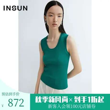 恩裳商场同款春季女装挺括透气无袖舒适棉质通勤毛针织衫图片